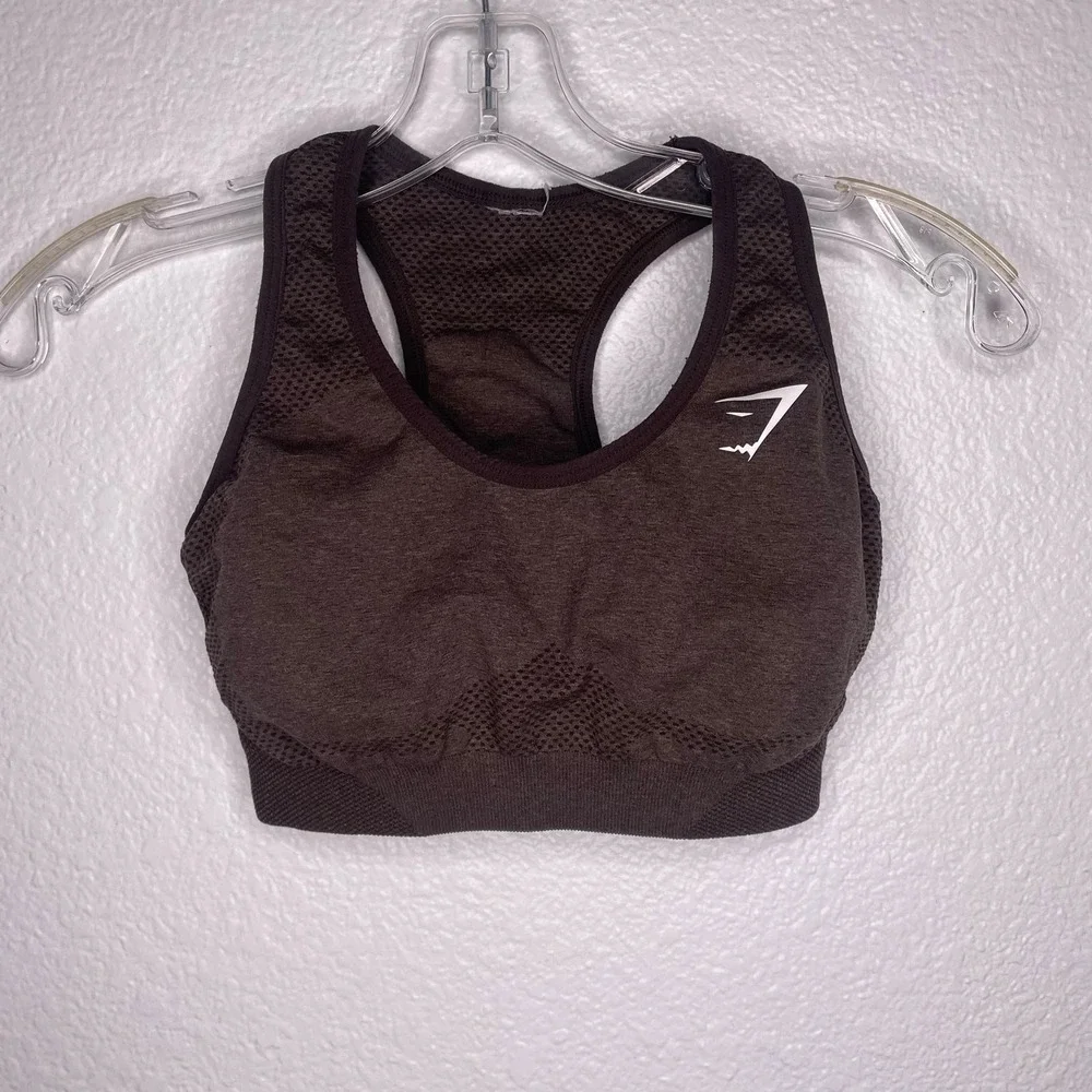 Gymshark Vital Seamless Sports Bra Espresso Brown Marl Racerback Activewear